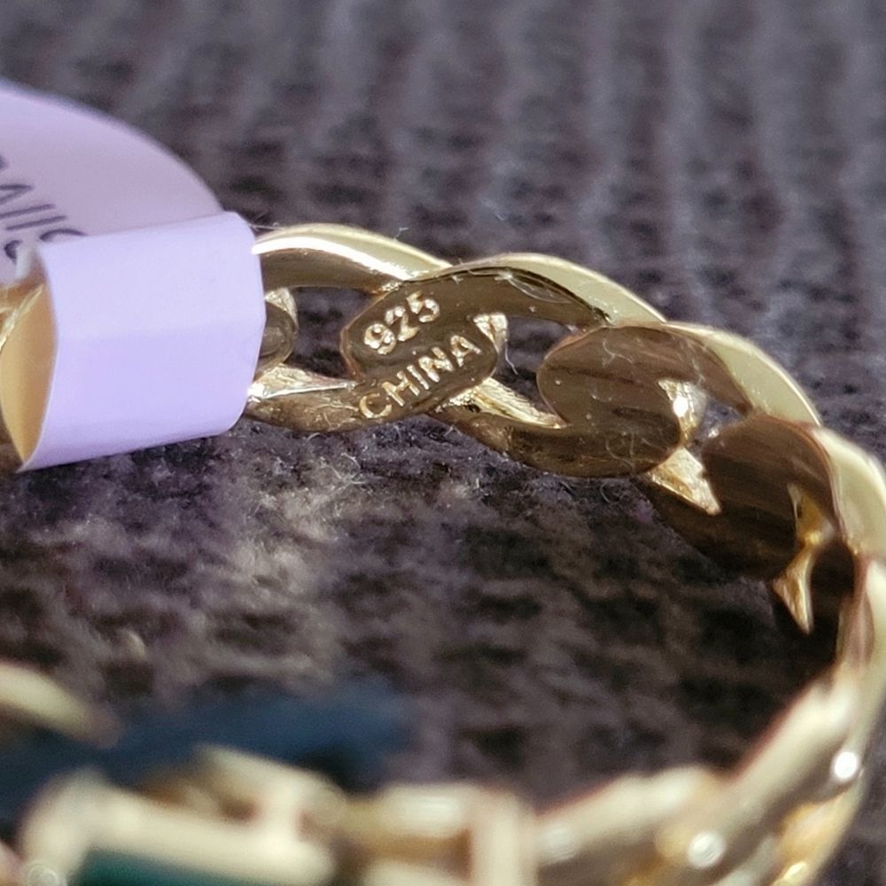 ✨️HP✨️ Rachel Zoe Gold💛 Chain⛓️ Link Ring💍 With Green Gemstone - NWT - Picture 11 of 16